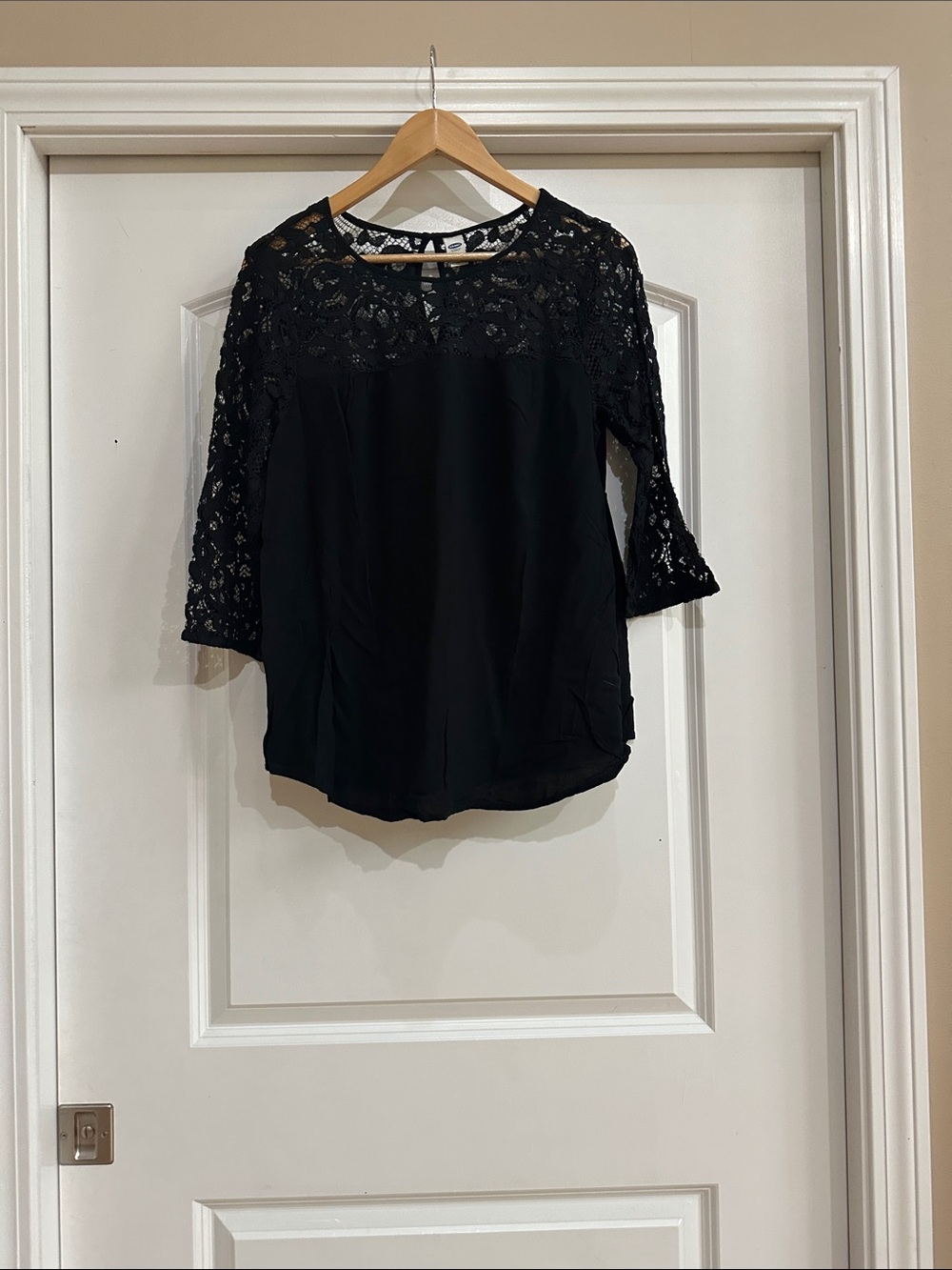 Old Navy Black Lace Yoke Blouse